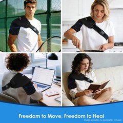 Atsuwell Shoulder Ice Pack Wrap & Brace for Rotator Cuff Cold Large, Black