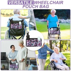 ZHCHG Wheelchair Side Bag with Cup Holder, Purple Butterfly