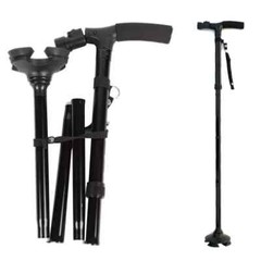 Folding Walking Cane for Seniors Men & Women with Non-Slip T Handle and Strap