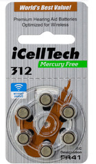 60 iCellTech Size 312 PR41 P312 MF Zinc Air Hearing Aid Batteries Expires 2026