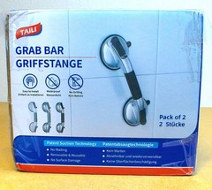 TAILI Suction Grab Bar 14.9″ Silver-Black Pack of 2