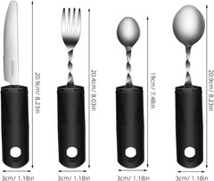 Adaptive Utensils Set, 4-Piece Weighted Silverware for Hand Tremors and Arthr…