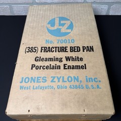 Vintage Jones Fracture Bed Pan No. 70010 Enamelware Porcelain W/ Original Box