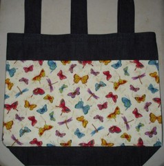 NEW Handmade Denim Walker Tote Bag Tiny Spring Butterfly Dragonfly Theme