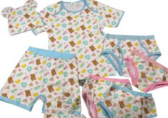 Adult snap crotch shorts Baby Things print