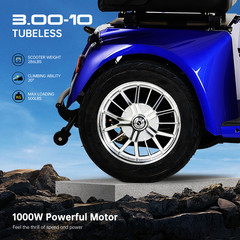 1000W 4-Wheel All Terrain Heavy Duty Seniors Mobility Scooter 40 miles 500lbs
