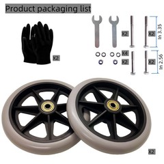2Pcs 6 Inch Greyish Wheels for Walker – Universal Hard 6 inches, Light Whtie
