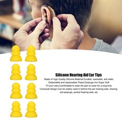 8pcs Hearing Aid Ear Tips 3 Layer Soft Silicone Replacement BTE ITE Pocket