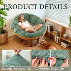 Wibeelee Papasan Chair Cushion Cover, Soft Plush Fleece Slipcover Only, Remov…