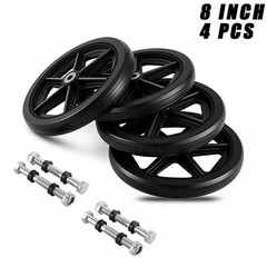 4 Pack 8 Inch Wheelchair Walker Replacement Wheel Solid Front Caster w/Axles
