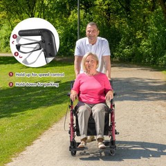 Folding Rollator Walker with Seat and Wheels Supports up to 300 lbs-Red – Color: