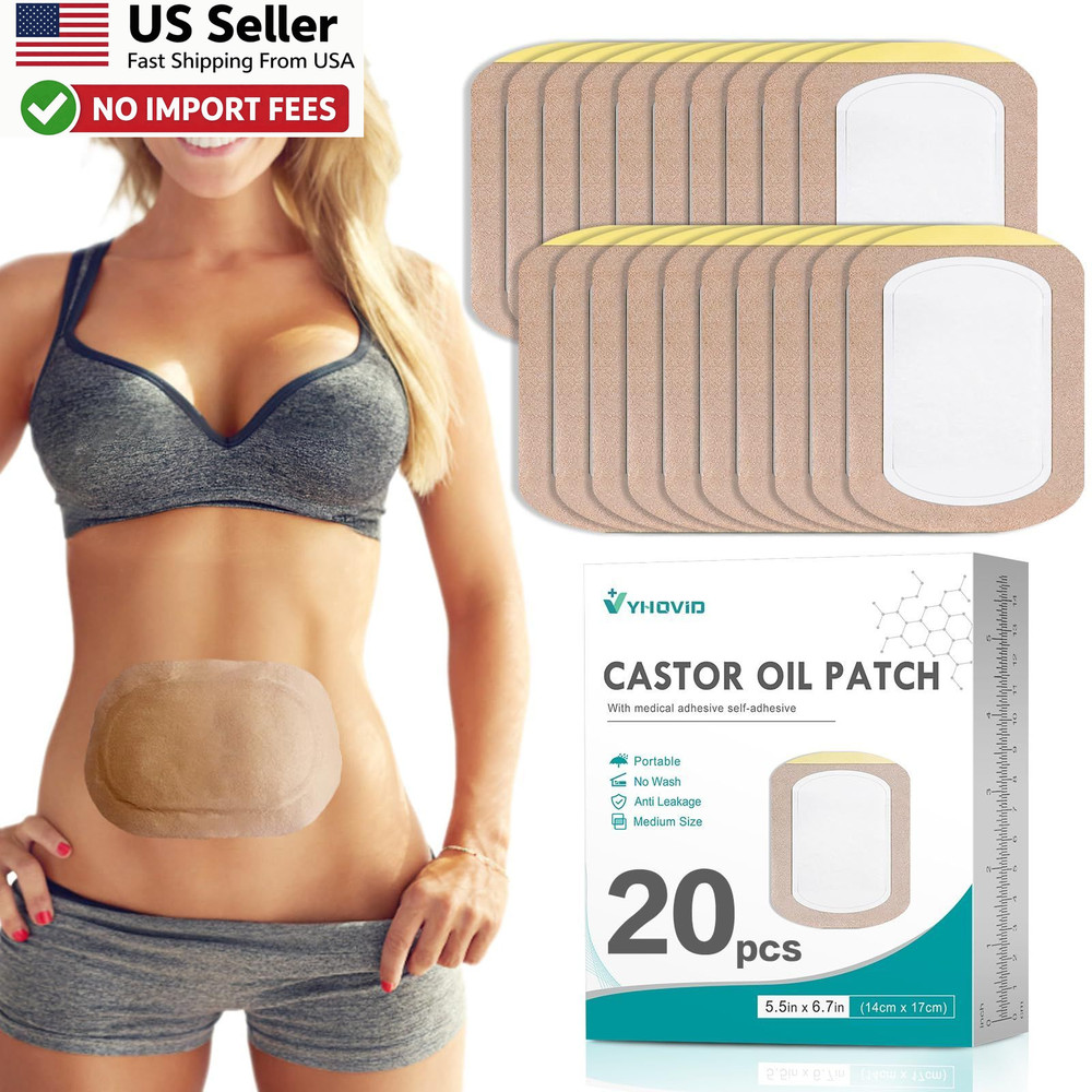 Organic Cotton Castor Oil Pack Wrap Disposable Self-Adhesive 20Pcs FROM USA