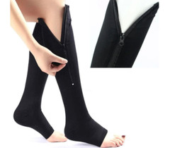 S/M-L/XL Zip Up Compression Socks Open Toe Leg Foot Support 20-30mmHg Men&Women