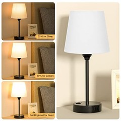 Set of 2 White Bedside Lamps – USB C Nightstand – Bedroom Lamp