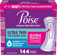Poise Ultra Thin Incontinence & Postpartum Pads for Bladder Leaks, 4 Drop Modera