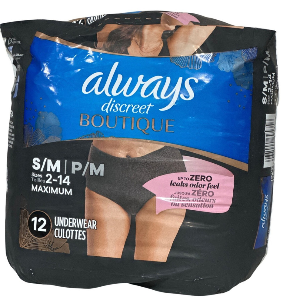 Always Discreet Boutique Underwear S/M Black