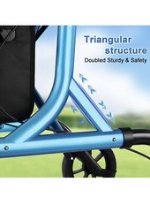 WALK MATE ROLLATOR WALKER Padded Seat & Backrest Cup Holder 8”Wheels Blue