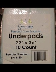 10 count Secure Personal Care Products SP13150, TotalDry™ Underpad 23in x 36in