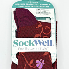 Sockwell Women’s Full Sun Compression Socks NWT S/M Burgundy Wide Calf Fit NEW