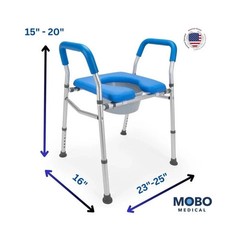 Heavy Duty Adjustable Height Raised Toilet Seat with Safety Frame by Mobo