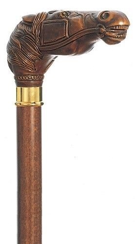 Made in Italy CONCORD Palio Race Horse Handle Hardwood Walking Stick Mens Cane