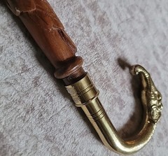 Vintage Brass Elephant Head Handle Wooden Handmade Style Walking Stick Cane