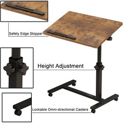Overbed Table Adjustable Height W/ Locking Wheels Stable Metal Construction New
