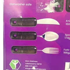 Mars Wellness Weighted Utensils Set 3 Piece Fork Knife Spoon Adaptive Heavy Duty