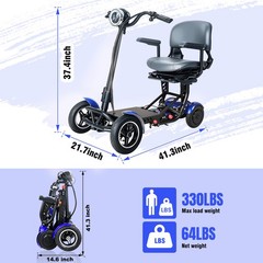 Foldable Scooter 4 Wheel Mobility 15.6Ah Folding Drive Device for Seniors Adults
