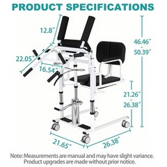 Irtme Hydraulic Patient Lift Chair with Adjustable Height & 180° Open Design