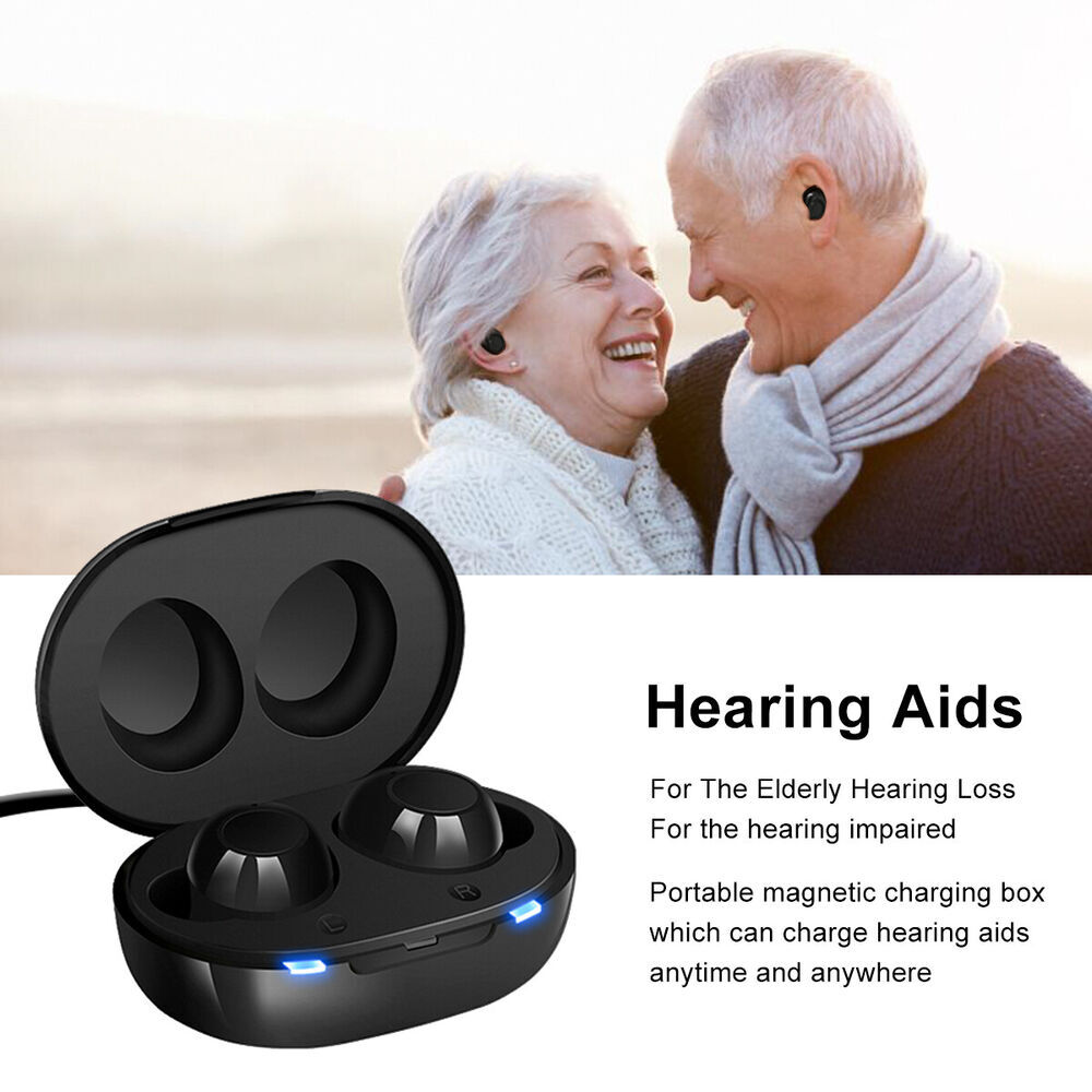 1 Pair Hearing Amplifier Rechargeable Hearing Aids Ear Device Black