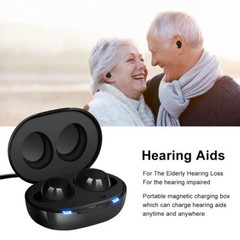 1 Pair Hearing Amplifier Rechargeable Hearing Aids Ear Device Black