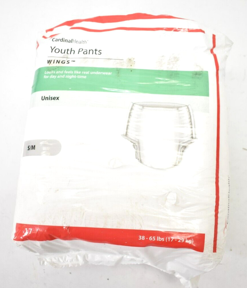 Cardinal Health Youth Pants Unisex Small/Medium Size 38-65 lbs 17 Pack Wings