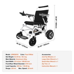 VEVOR Intelligent Electric Wheelchair Foldable Mobility Scooter Large Seat 330lb