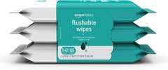 Amazon Basics Adult Wet Wipes Flushable Fragrance Free, 126 Count-3 Packs of 42