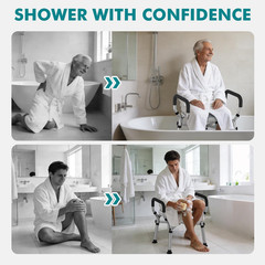 Shower Chair with Removable Arms and Back for Elderly & Disabled, 550 Lbs Shower