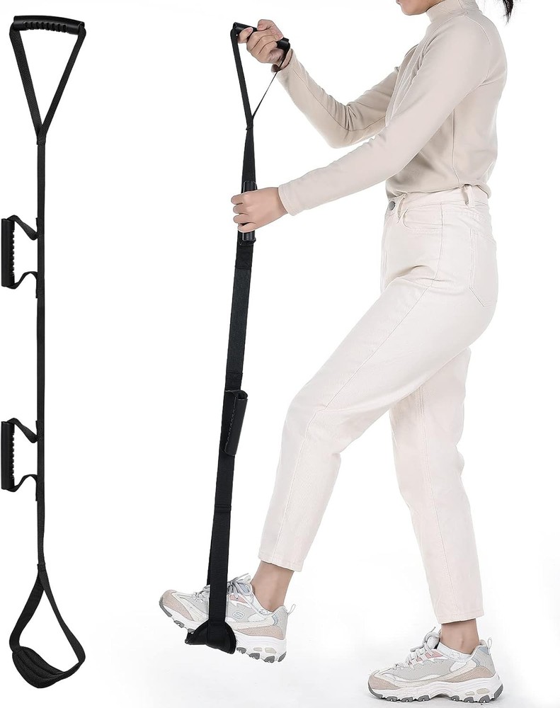 Multi-Loop Leg Lifter Strap 42 in Rigid Hand Strap Padded Foot Loop with 3 Hand