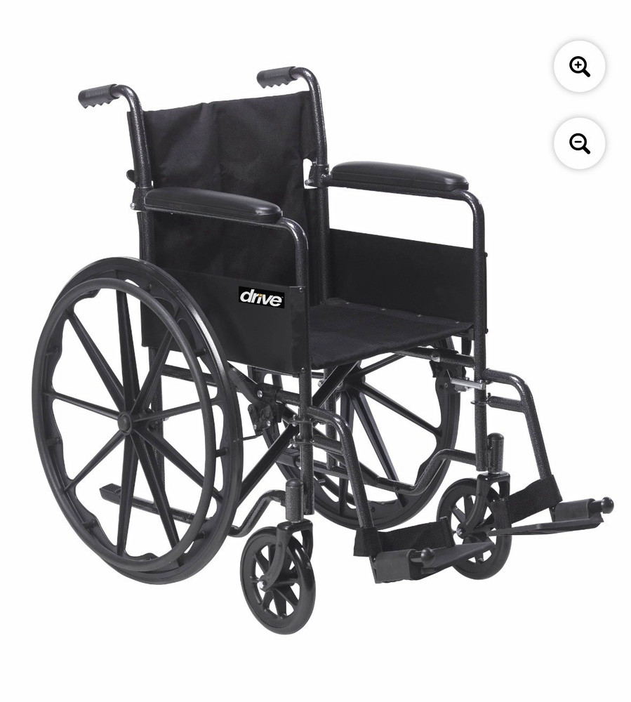 Drive Manual Wheelchair Black Foldable Padded Armrests 16″ Seat 250 lb