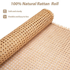 24″ X5Ft Width Rattan Natural Cane Webbing, Rattan Roll Cane Webbing Roll for Ca