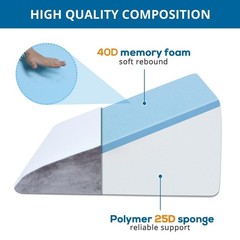 Sasttie Wedge Pillow 12 Inch Memory Foam Bed Wedge Pillow For Sleeping Acid
