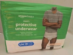 Amazon Basics Incontinence Underwear for Men, Maximum Absorbency, Small/Medium
