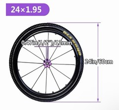24 Inch Sports Wheelchair Replacement Parts 1 Pair, Inflatable Rear Wheel Tires