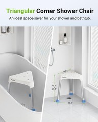 Space-Saving Triangular Shower Chair for Elderly and Disabled 400 lbs Adjusta…