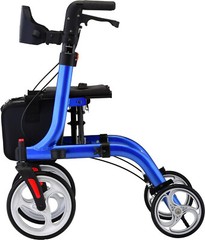 NOVA Express Rollator Walker, Large 10” & 8” Wheels, Easy Fold – BLUE, OPEN BOX