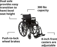 Wheelchair Swing Away Foot Leg Rest Desk Length Arms Flip Back 16 in Seat 300