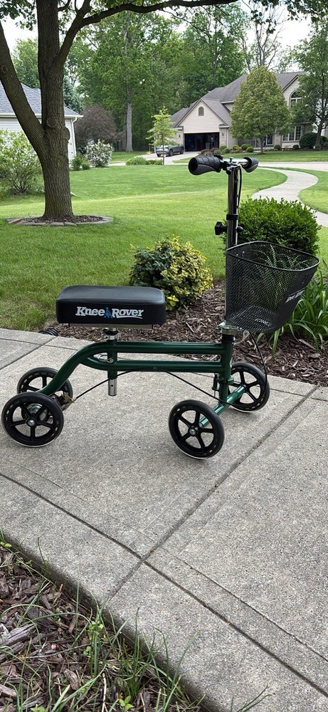 KneeRover® Steerable Knee Scooter Green With Basket and Brake Lightly Used