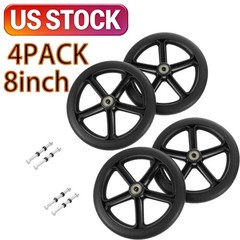 Wheels for Walker Rollator, 8 inch Two Pair, Solid Anti Slip Rollator Wheel Set