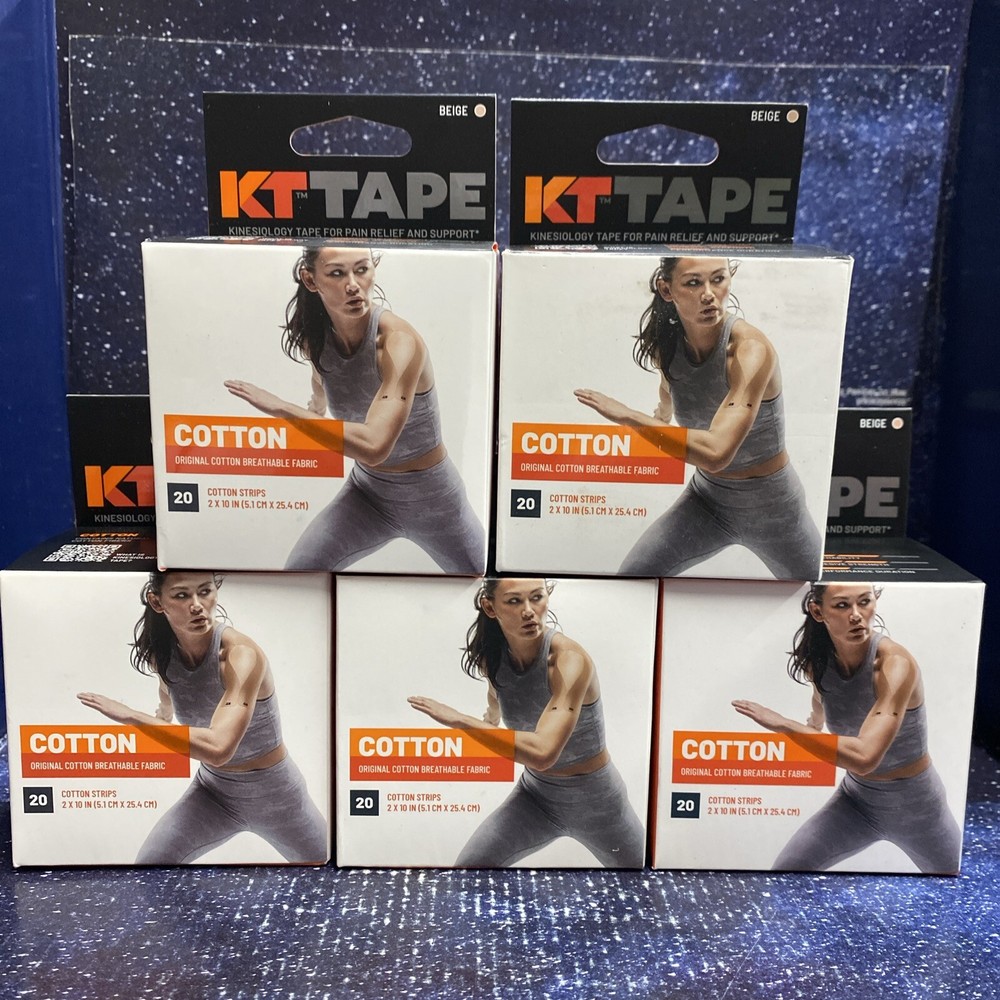 5X KT Tape Elastic Sports Tape, 20 Pre-Cut Strips – 2″x10″ Beige