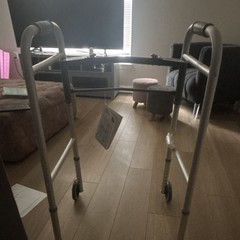 Guardian 2-Wheel Adjustable Height Walking Frame Walker, Aluminum, Silver/Gray