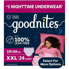 Goodnites Girls‘ Nighttime Bedwetting Underwear, Size XXL (120-165 lbs), 24 Coun